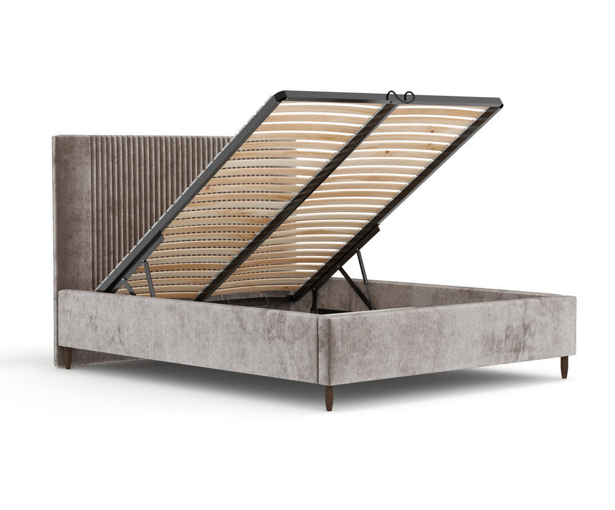 POLSTERBETT Etero Beige 140/200 cm im Chenille-Stoff - Wengefarben/Beige, Holz/Holzwerkstoff (140/200cm) - Maison de Reve