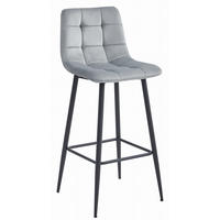 BARHOCKER TEOTO silbergrauer Sitz, schwarze Basis - Silberfarben/Schwarz, Metall (43.5/104/32.5cm) - Valora