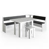 ECKBANKGRUPPE Roman Weiß 210 x 41.5 cm mit Tisch - Anthrazit/Weiß, Holzwerkstoff (210/80/150cm) - Vicco