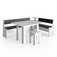 ECKBANKGRUPPE Roman Weiß 210 x 41.5 cm mit Tisch - Anthrazit/Weiß, Holzwerkstoff (210/80/150cm) - Vicco