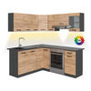 ECKKÜCHE Rick Anthrazit/Goldkraft Eiche 187 x 167 cm , AP Schwarz mit LED-Leisten - Anthrazit/Eiche Wotan, Holzwerkstoff (187/81.6/60cm) - Vicco
