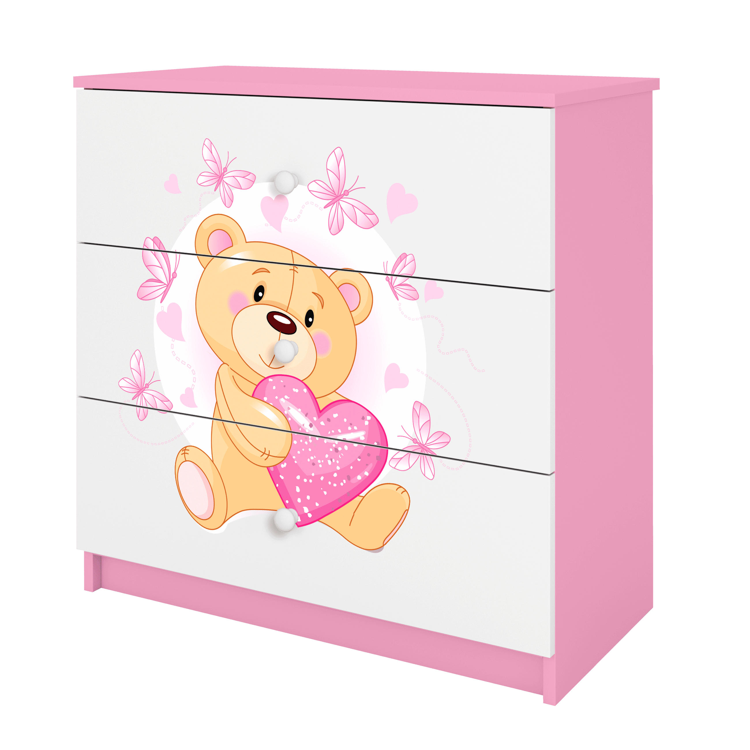 KOMMODE Babydreams Teddybär II 81/81/41 - Rosa, Holzwerkstoff (81/81/41cm) - RAUMHIRSCH FURNITURE