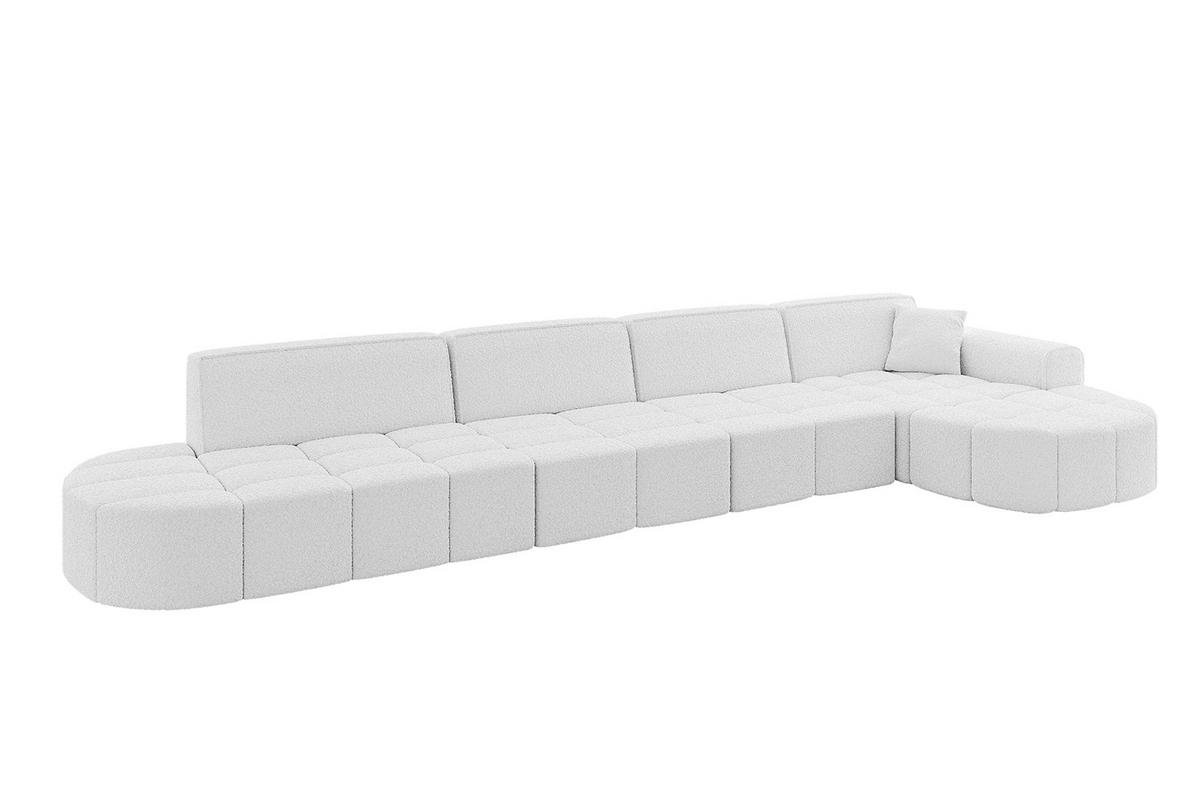 ECKSOFA Ottomane Rechts LIVO-L3 - 422x173x79,5 cm Weiß - Weiß, Holzwerkstoff/Textil (422/173cm) - ALTDECOR