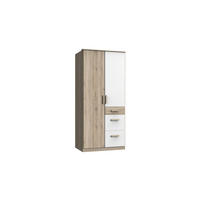 KLEIDERSCHRANK Cariba in Eiche San Remo und Weiß - Drehtürenschrank 2 türig - Braun, Holzwerkstoff (91/199/58cm)
