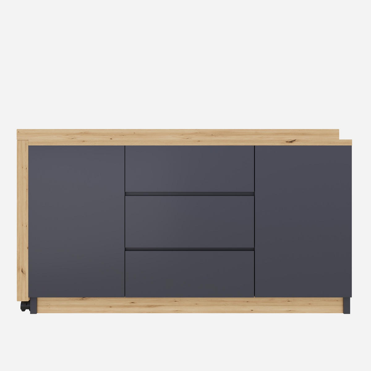 SCHREIBTISCH drehbar klappbar 120 x 50 cm Grau Eicheoptik mit Stauraum - Grau, Holz (120/50/76.5cm) - Meubliv