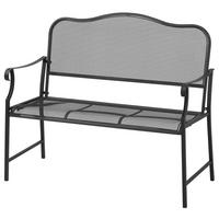 PARKBANK, 2-Sitzer, bis 220 kg belastbar, 113 x 58 x 98 cm, Metall, Schwarz - Schwarz, Metall (113/98/58cm) - Outsunny