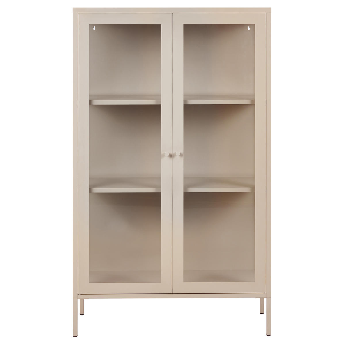 VITRÍNA se skleněnými dveřmi Kov 90 cm Béžová Nash - béžová, kov (90/150/35cm) - Beliani