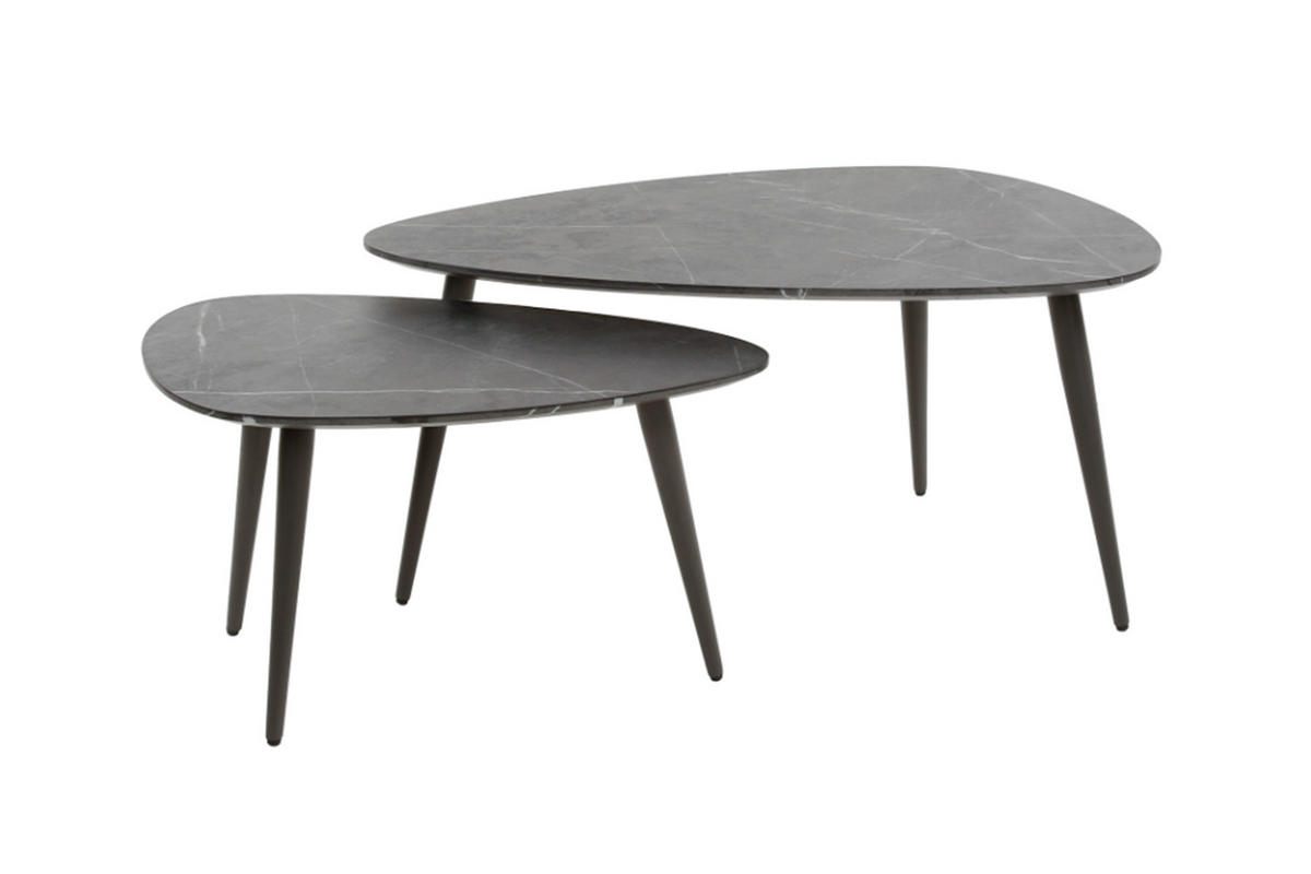 COUCHTISCH-SET PARANA Schwarz Kunststoff - Schwarz, Kunststoff/Metall (80/44/40cm) - KAWOLA