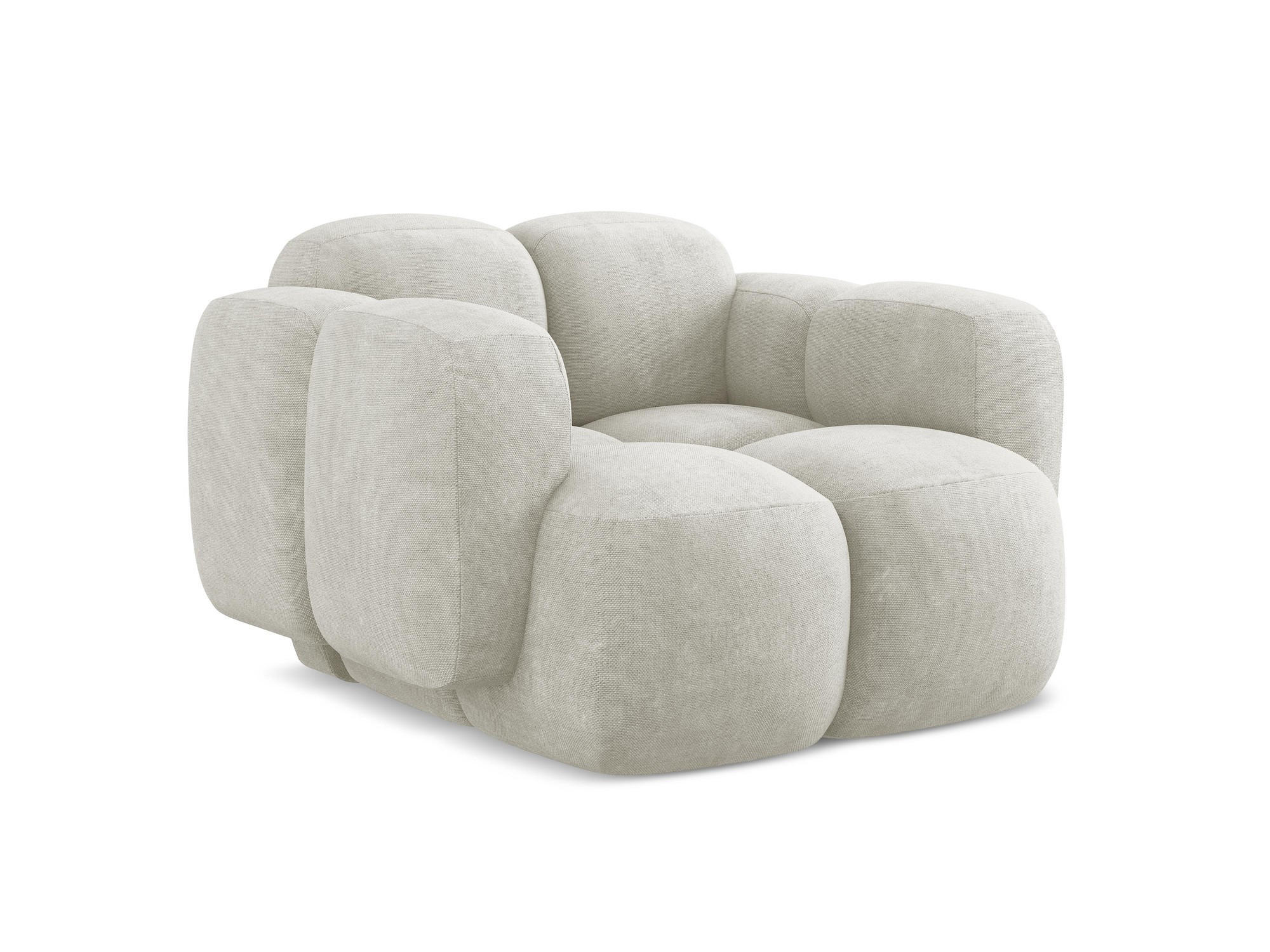 SESSEL Chenille Stoff Creme - Perlmutt/Schwarz, Holzwerkstoff/Kunststoff (120/72/115cm) - Makamii