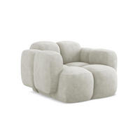 SESSEL Chenille Stoff Creme - Perlmutt/Schwarz, Holzwerkstoff/Kunststoff (120/72/115cm) - Makamii