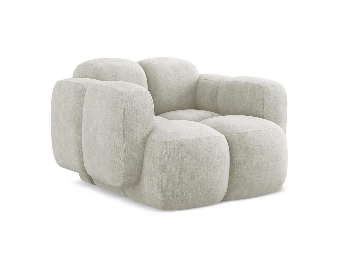 SESSEL Chenille Stoff Creme - Perlmutt/Schwarz, Holzwerkstoff/Kunststoff (120/72/115cm) - Makamii