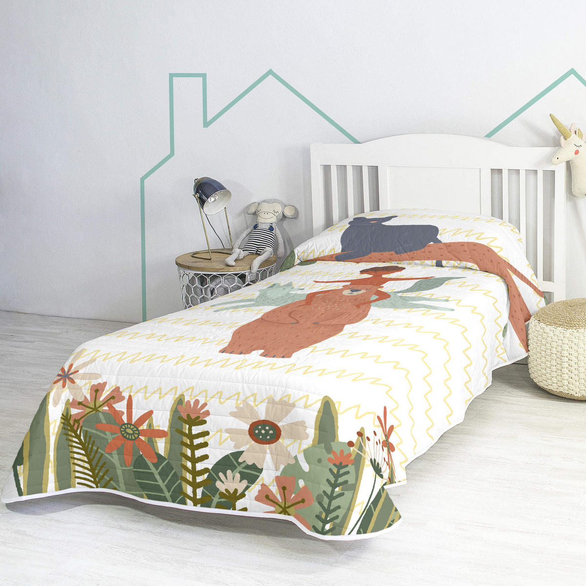 TAGESDECKE jungle life 200x260 cm (bett 105) mehrfarbig - Multicolor, Textil (200/260cm) - Happy Friday