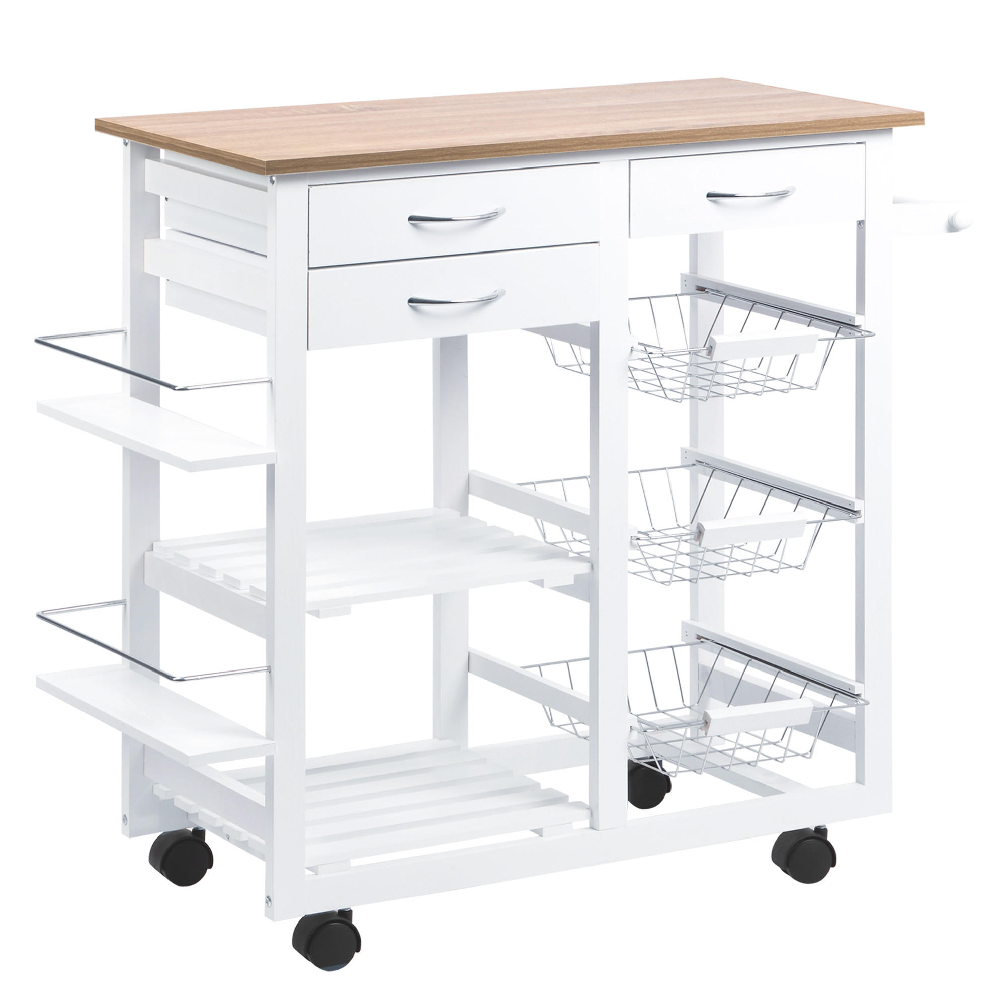 KÜCHENWAGEN, Multifunktionaler Wagen 92 x 37 x 82 cm, Weiß - Multicolor, Metall (92/82/37cm) - FORIOUS