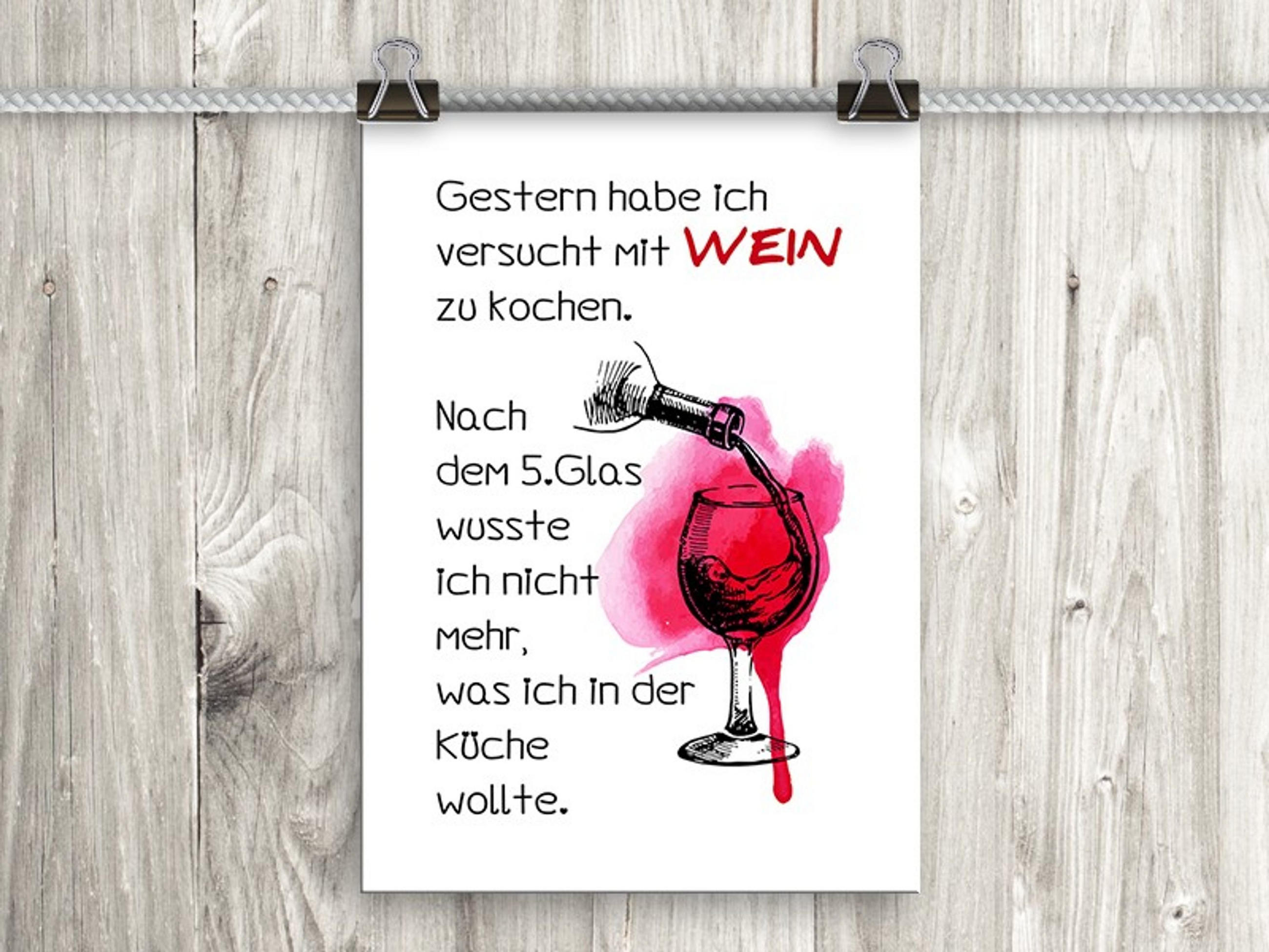 POSTER DIN A4 21x29,7 cm Wein Spruch Küche - Weiß, Papier (21/29.7/2cm) - artissimo