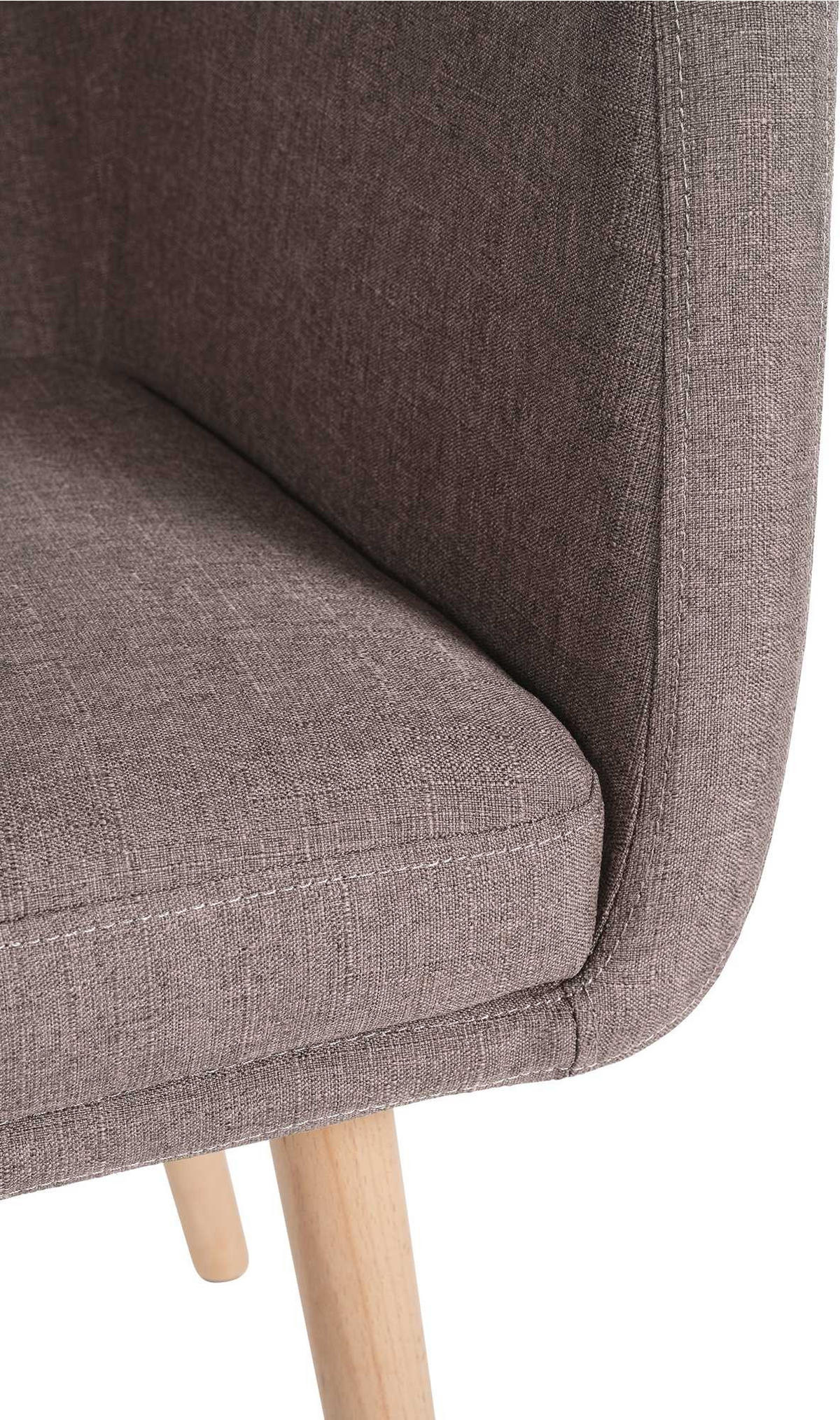 ARMLEHNENSTUHL Stoff taupe - Taupe/Eukalyptusholzfarben, Holz/Textil (61/88/57.5cm) - CLP