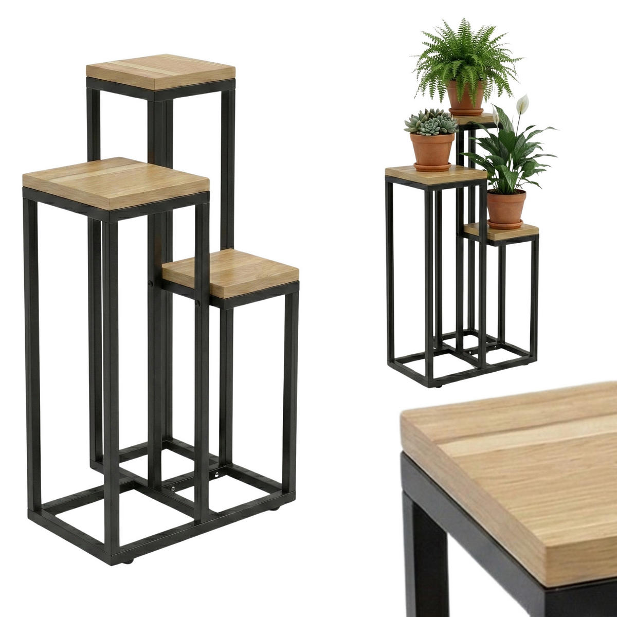 BLUMENSTÄNDER Bios 34/34/67 cm 3 Blumen - Braun, Holzwerkstoff (34/67/34cm) - EDAXO