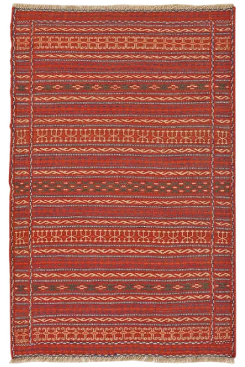 HANDWEBTEPPICH Kelim Kordi Rot 124/80 cm - Rot, Textil (80/124cm) - Looma