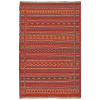 HANDWEBTEPPICH Kelim Kordi Rot 124/80 cm - Rot, Textil (80/124cm) - Looma