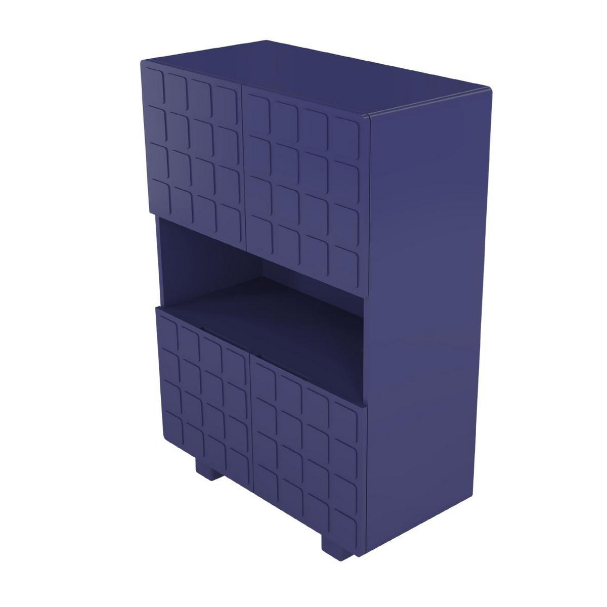 HIGHBOARD Cubo Long, Geometrische 3D Fronten, 85 x 120 cm, Marineblau - Dunkelblau, Holz/Holzwerkstoff (84.3/120/41.8cm) - Skandica