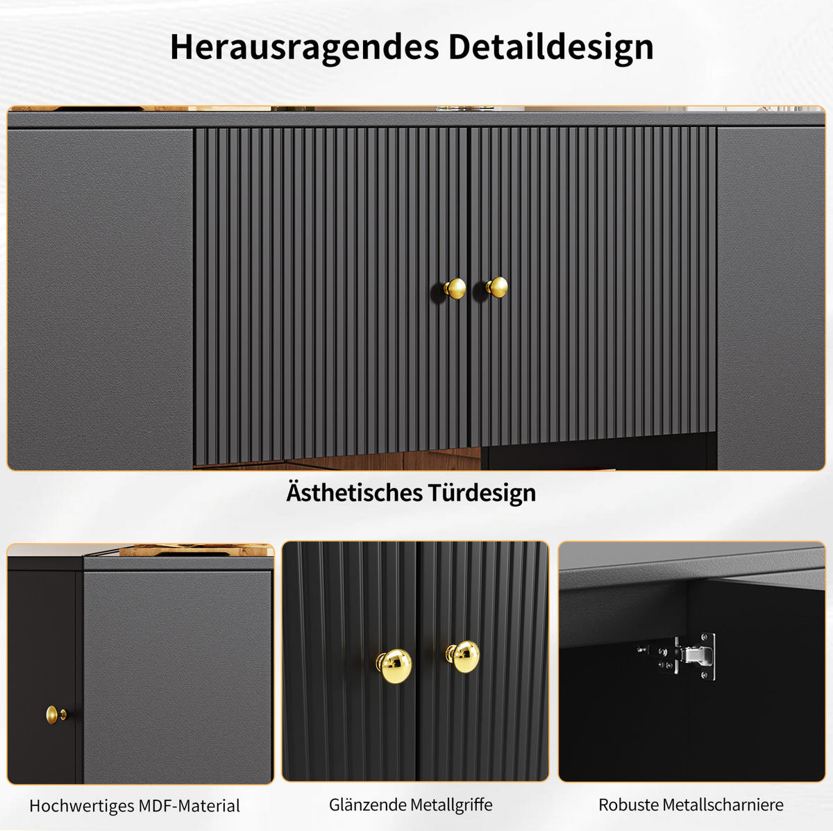 KÜCHENINSEL aus MDF mit Klapptisch & Stauraum, 140/40/90 cm, Schwarz - Schwarz, Holzwerkstoff (40/90/140cm) - Redom