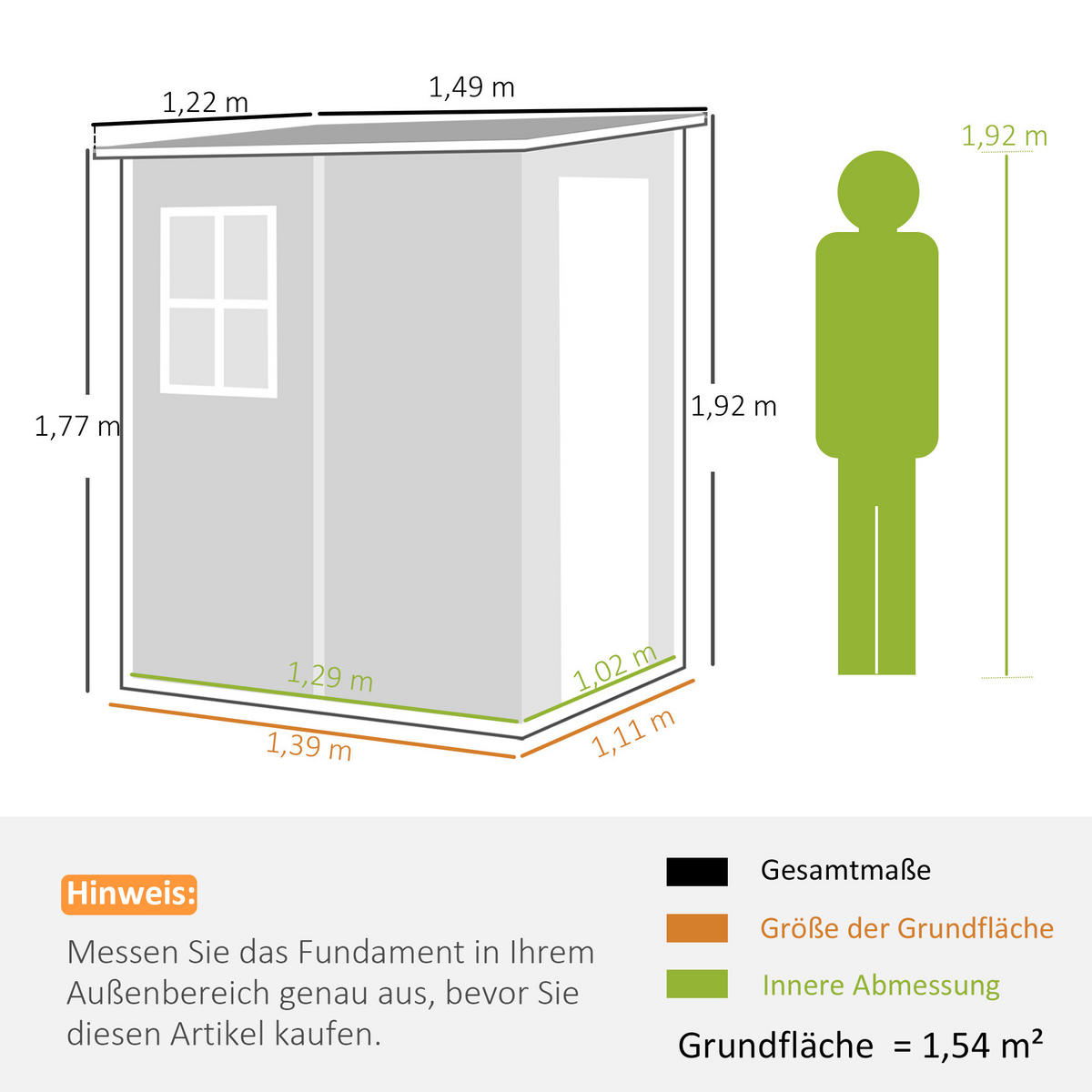 GARTENHAUS Grau 1 Stück - Grau, Kunststoff/Metall (122/192/149cm) - GiPP
