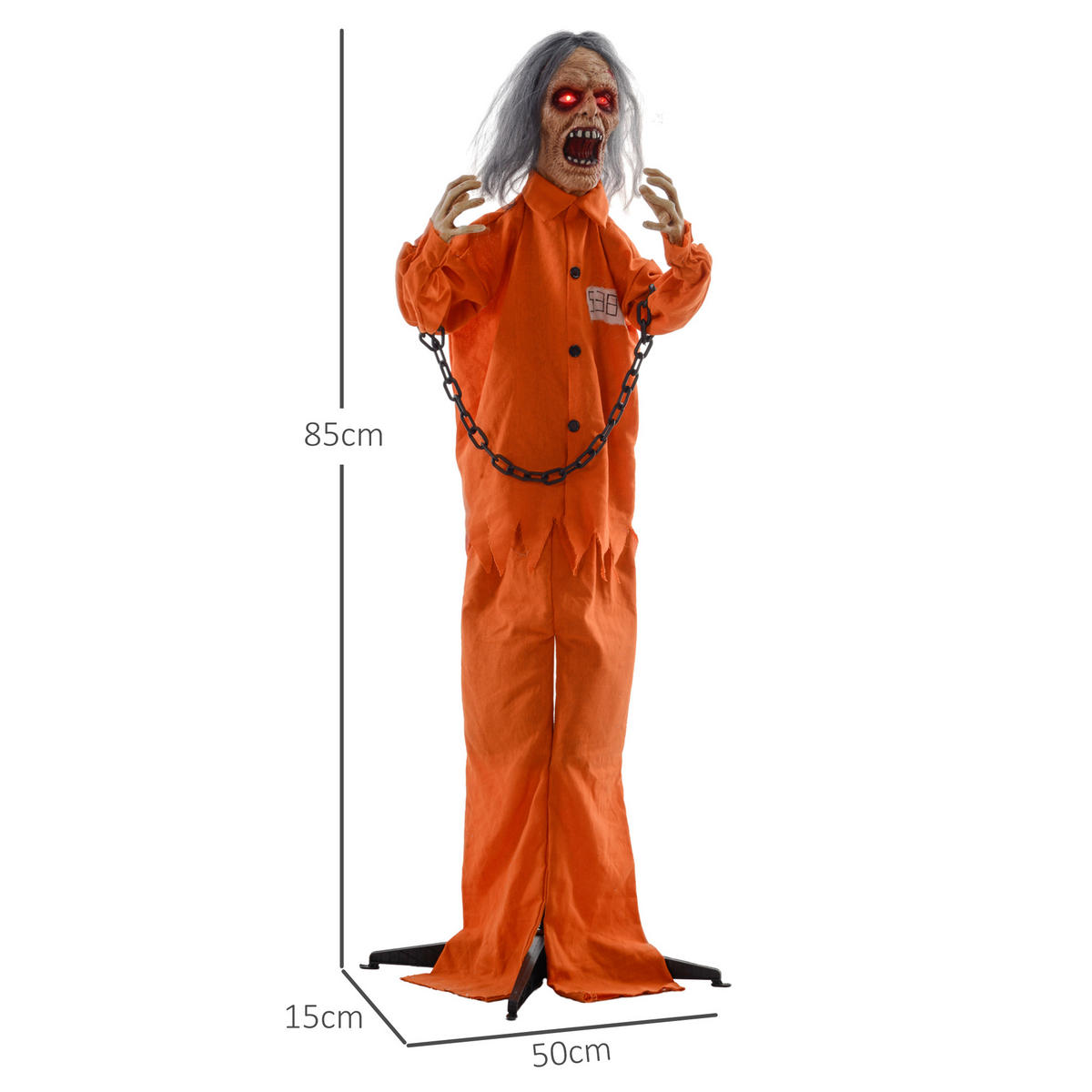 HALLOWEEN DECORATIONS 85cm Dekoration Gefangener , Soundfunktion, Orange - Orange, Kunststoff/Metall (50/85/15cm) - HOMCOM