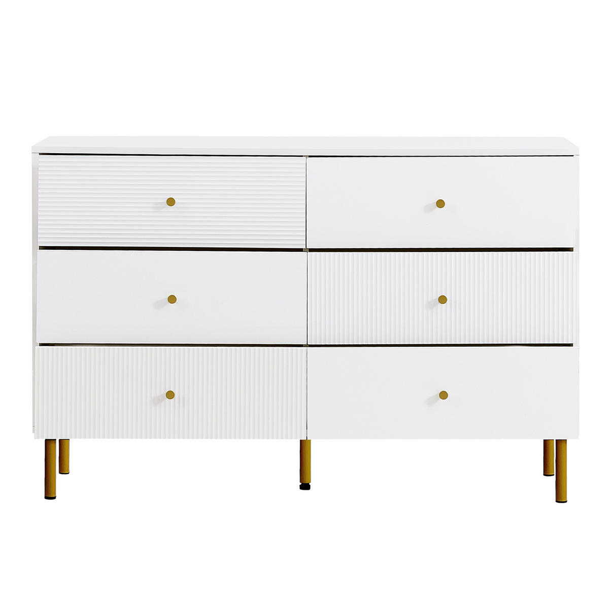 KOMMODE 120/40/78 cm aus MDF mit 6 Schubladen Weiß - Weiß, Holzwerkstoff (120/78/40cm) - Modenvie