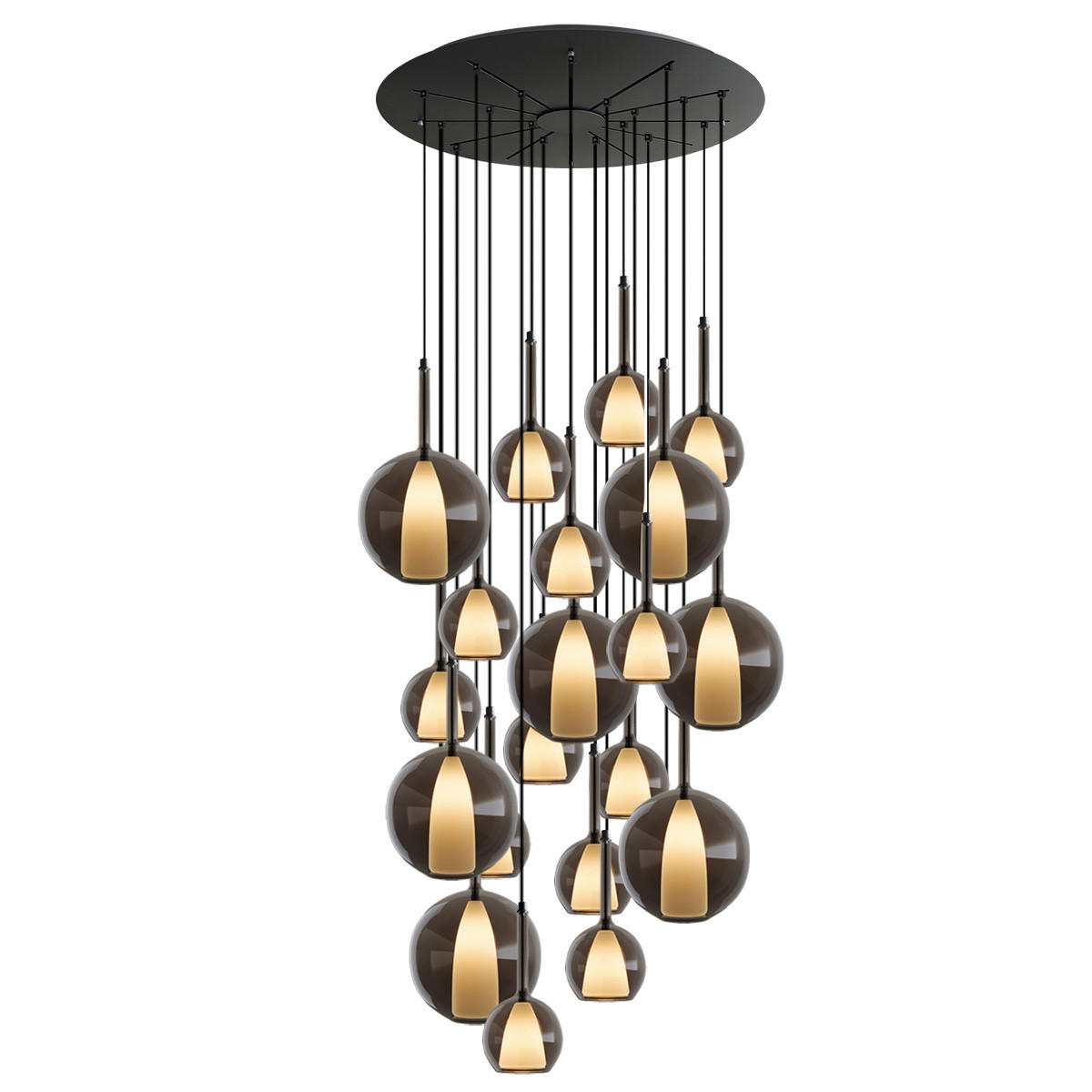 GALERIELEUCHTE Belluna 20-flammig Rauch Ø 14/24cm - Anthrazit, Glas (24/24/45cm) - s.luce