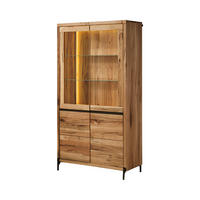 VITRINE Wild-/Zerreiche 105x47x195 natur geölt MONTREUX LUX #115 - Naturfarben, Holz (105/195/47cm) - Massivmoebel24