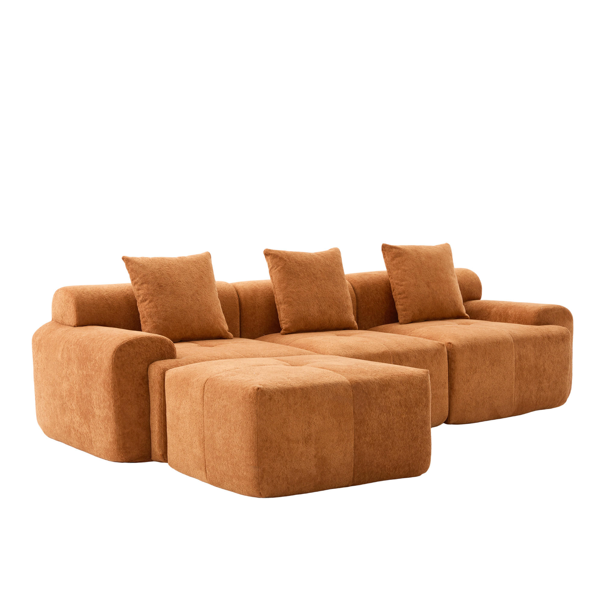 ECKSOFA DE-35097 mit Hocker Orange - Orange, Textil (100/97cm) - ComfortXL