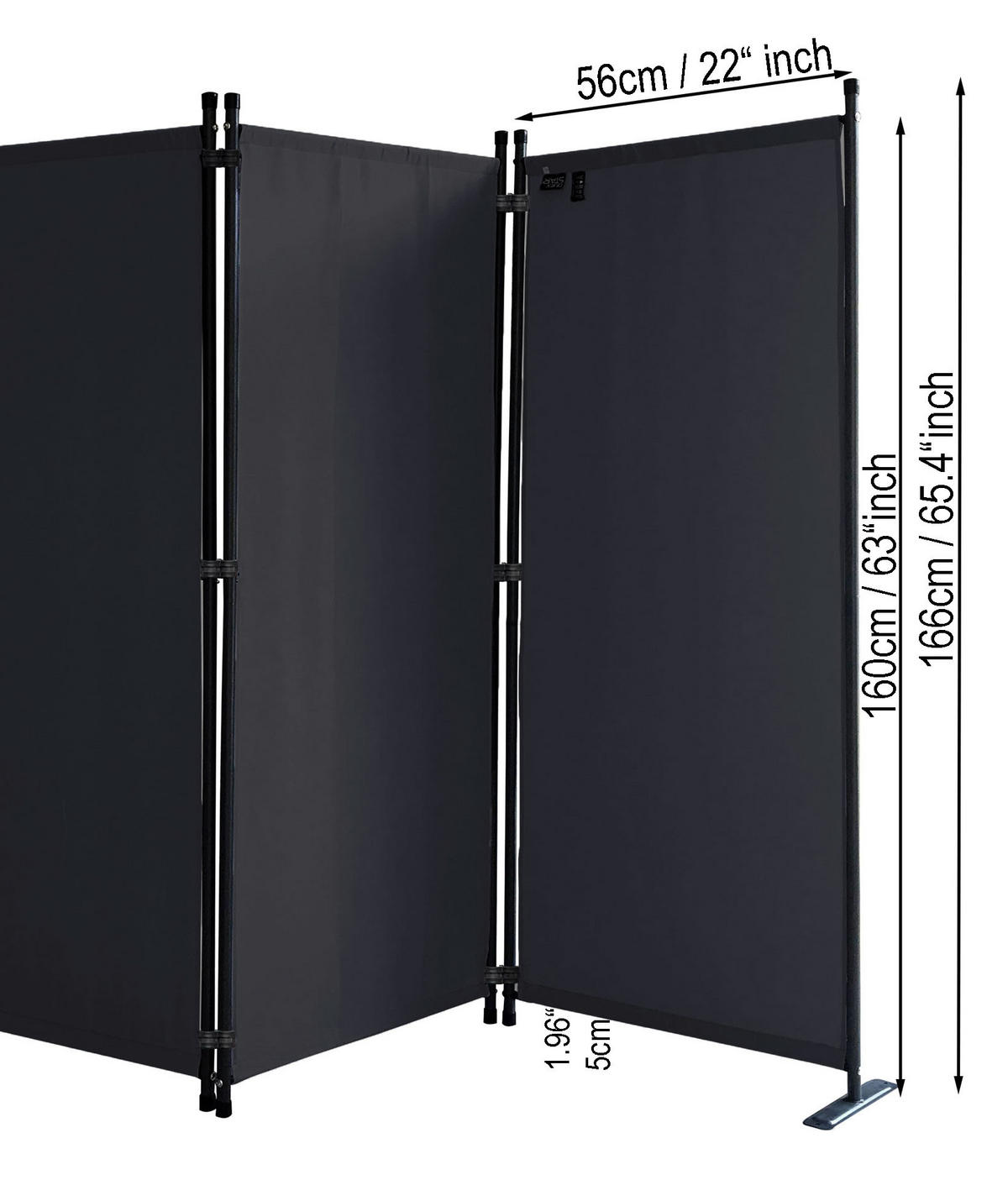 PARAVENT 2 Stück 4-tlg. 220x165 cm Schwarz - Schwarz, Metall (220/165cm) - QUICK STAR