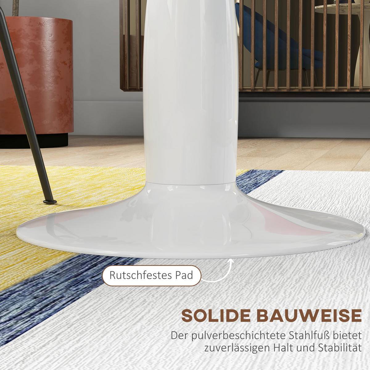 ESSTISCH, Runder Küchentisch, Moderner Esszimmertisch mit Stahlgestell Weiß - Weiß, Holzwerkstoff (70/70/74cm) - HOMCOM