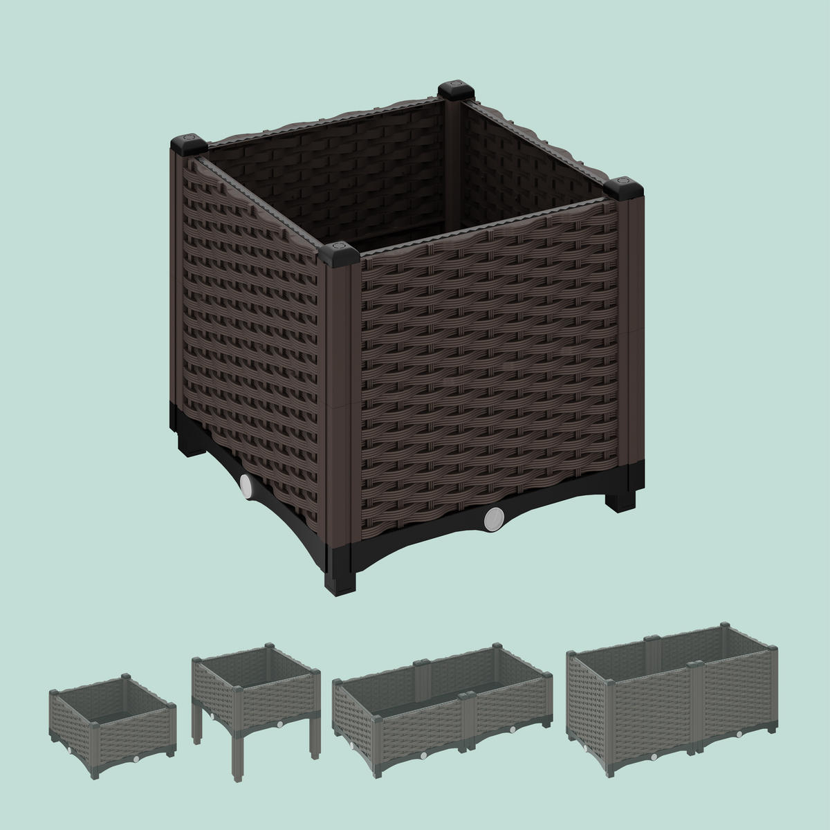 PFLANZKÜBEL - Braun, Kunststoff (40/38/40cm) - Relaxdays