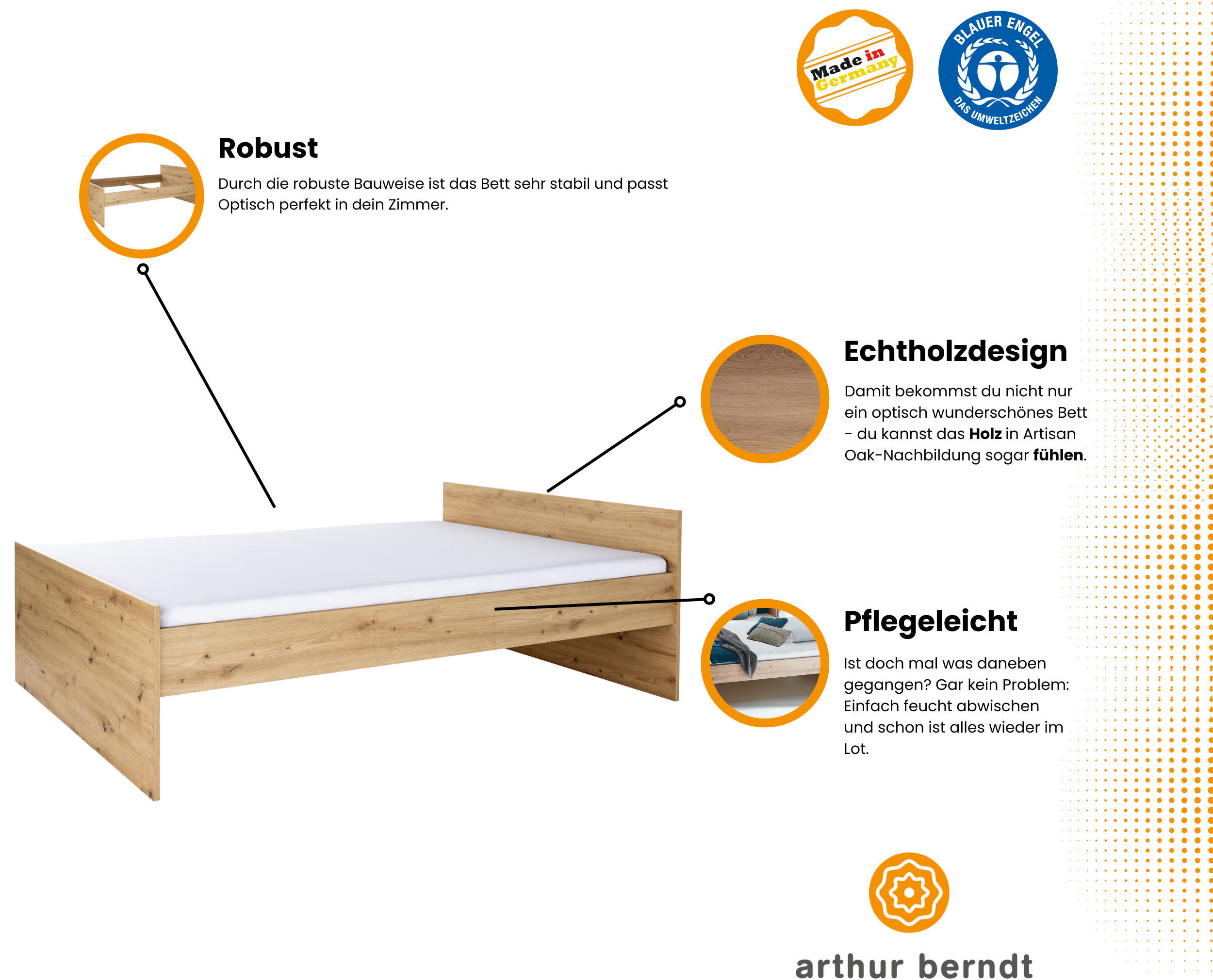 JUGENDBETT Alessio 120 x 200 cm - Eiche Artisan, Holzwerkstoff (120/200cm) - arthur berndt