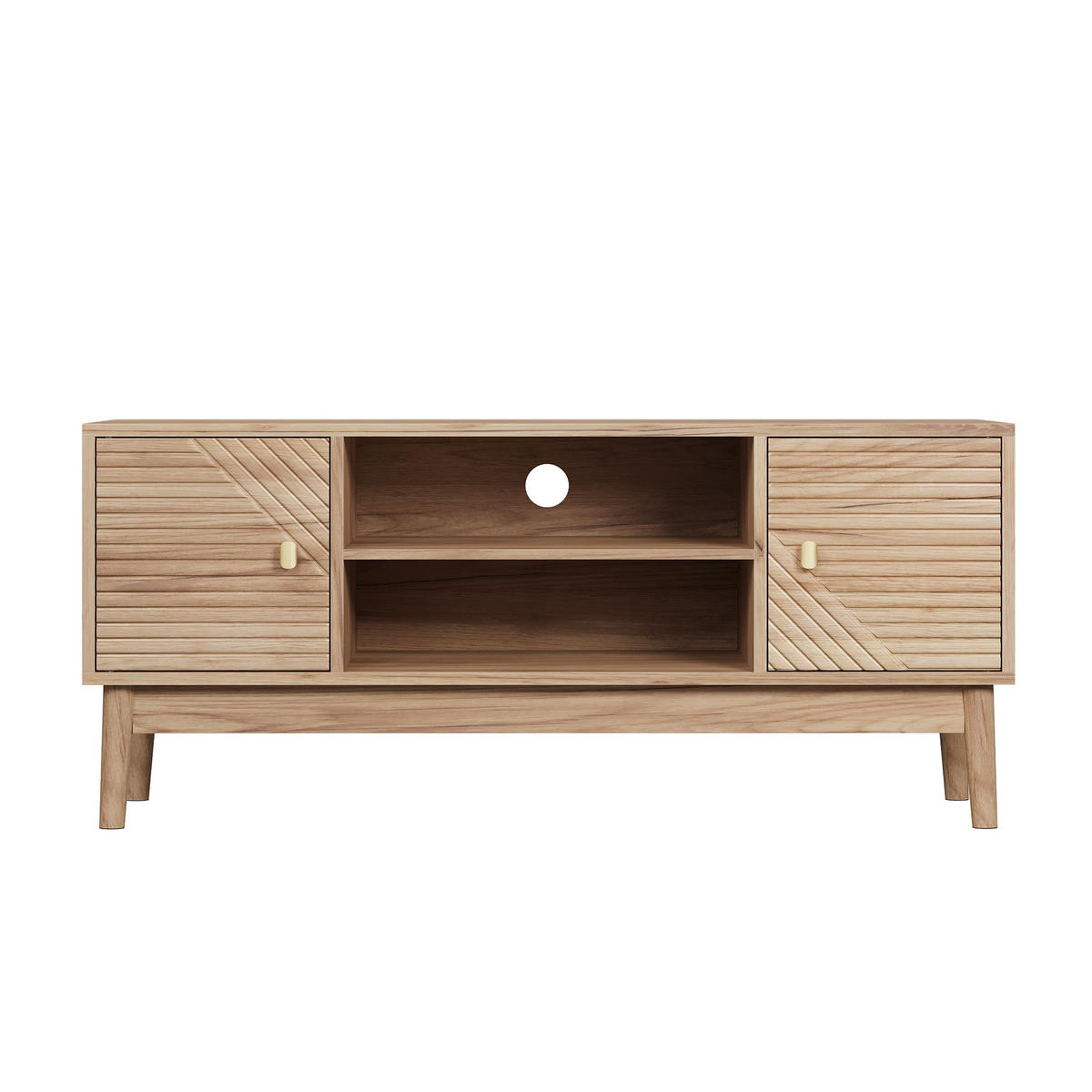 TV-SCHRANK aus MDF 110x40x48 cm Eichefarben mit Kabelmanagement, Soft-Close-Scharnieren und viel Stauraum - Braun, Holzwerkstoff (110/48/40cm) - Modfu