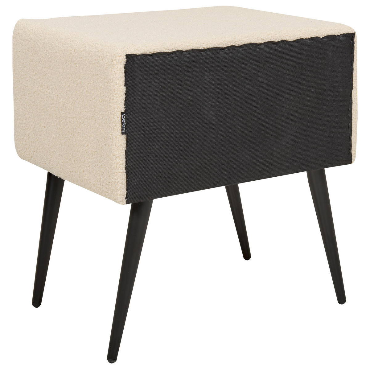 NACHTTISCH Bouclé hellbeige/schwarz 1 Schublade 38/46/49 cm Flayat - Beige/Roségold, Textil (46/49/38cm) - Beliani