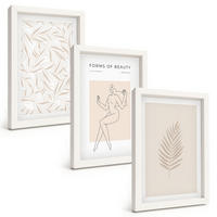 BILDER SET 3er Set - 20x30 cm Weißer Rahmen - Minimalistische botanische Motive - Weiß, Kunststoff (20/30cm) - TULUP