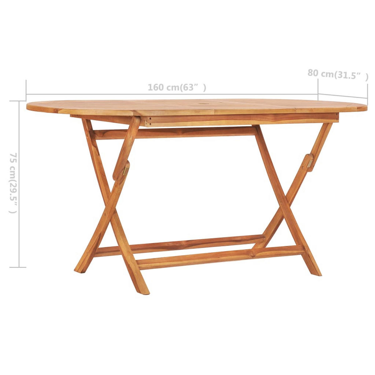 GARTENTISCH Klappbar 160/80/75 Cm Massivholz Teak - Braun, Holz (160/80/75cm) - vidaXL