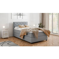 BOXBETT Diamaro 120x200 cm mit Bettkasten und Topper - Hellgrau - Hellgrau, Holz (120/200cm) - Homesy