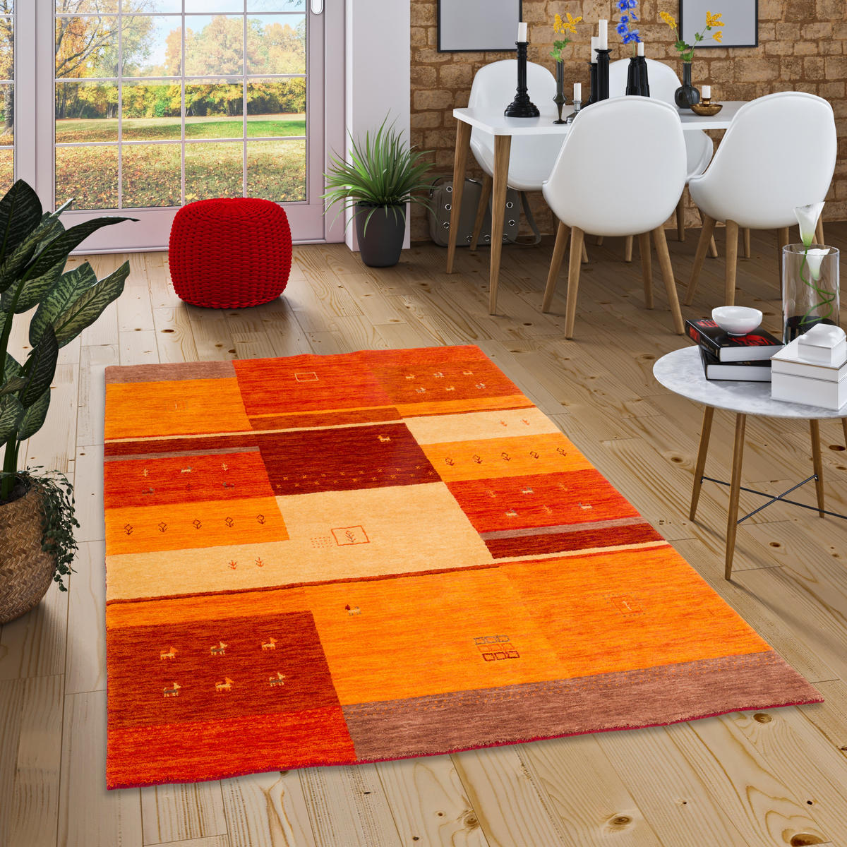 NATUR WOLLE TEPPICH GABBEH ESTA - Orange, Textil (70/300cm) - Pergamon