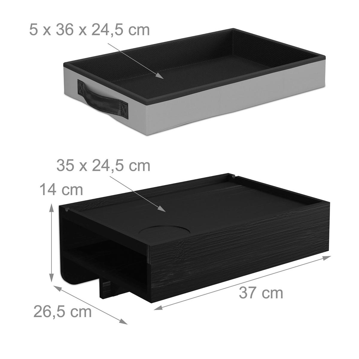 2XNACHTTISCH - Schwarz, Holz/Textil (37/14/26.5cm) - Relaxdays