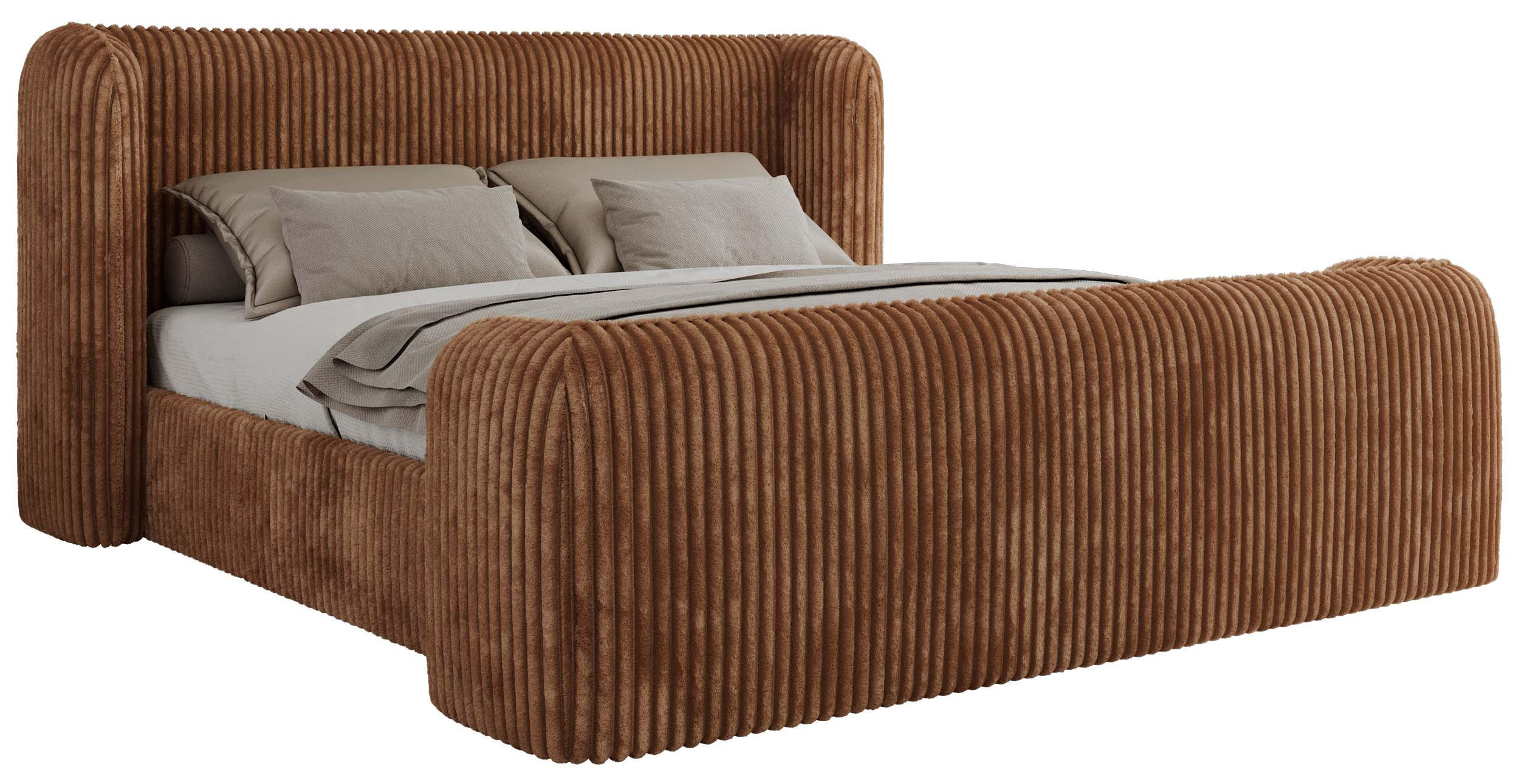 POLSTERBETT EMORA CLASSIC DUO 200/200 - Orange Cord - Schaum-Matratze - Orange, Textil (200/200cm) - MKS