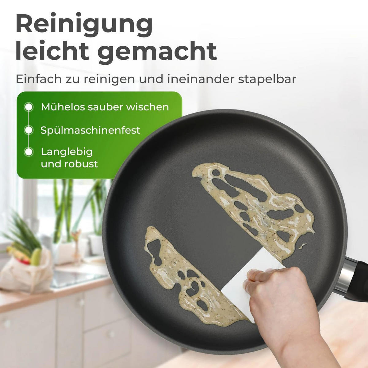 PFANNE Bratpfanne 24 cm Edelstahl Induktion - Edelstahlfarben, Metall (24cm) - KLAMER