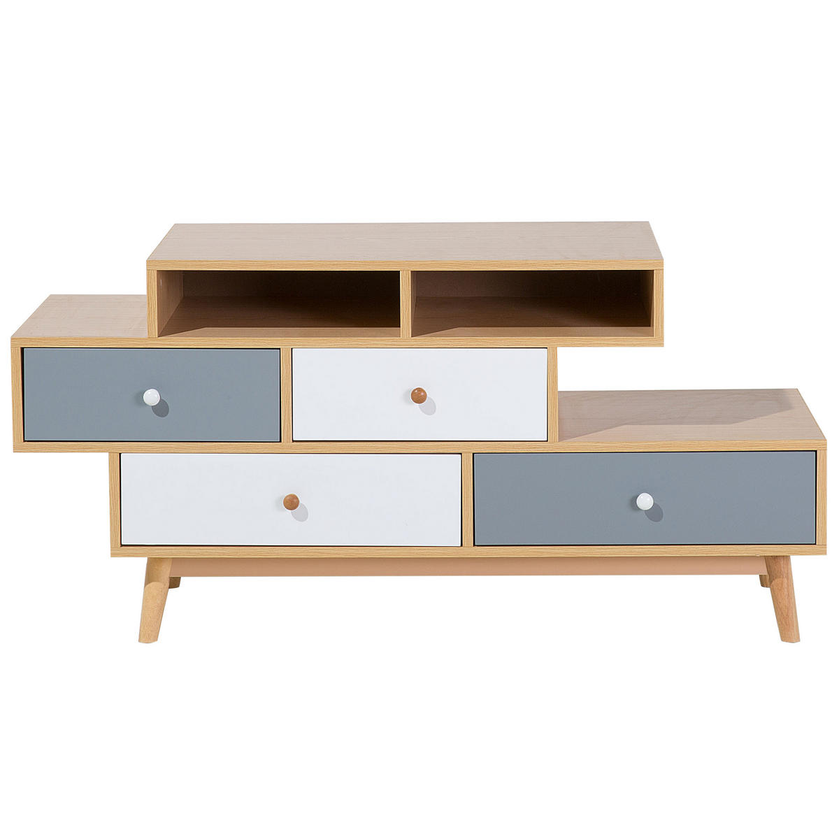 KOMMODE 4 Schubladen heller Holzfarbton Irvine - Hellbraun/Weiß, Holzwerkstoff (120/59/40cm) - Beliani
