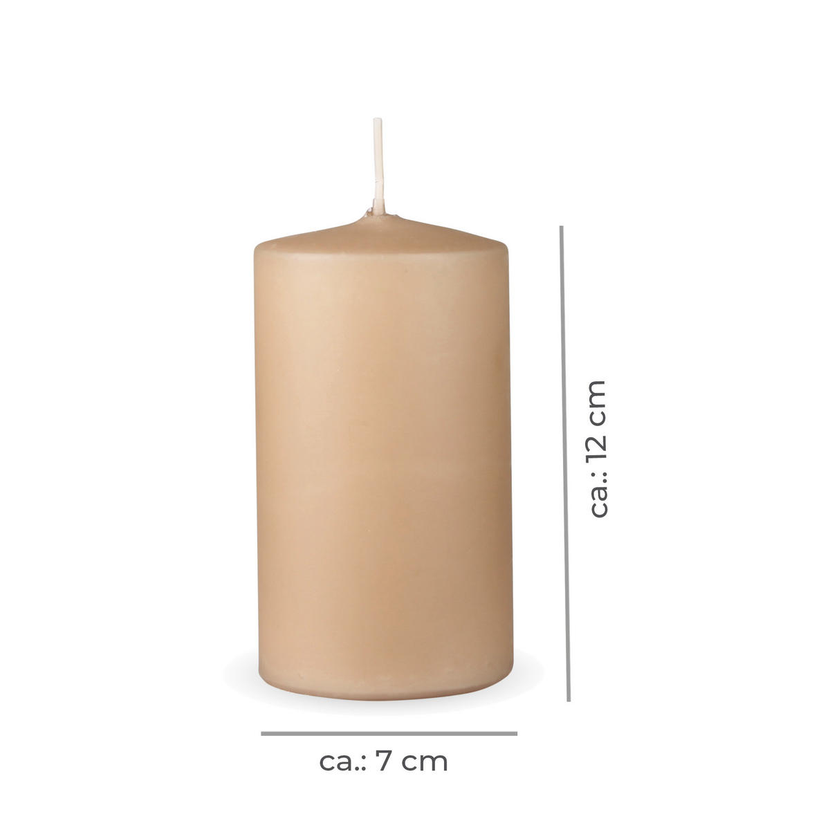 STUMPENKERZEN "Beige", Größe Ø7cm x Höhe: 12 cm - Beige, Naturmaterialien (7/12cm) - HS Candle