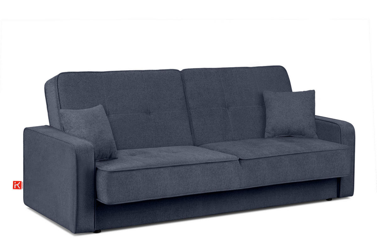 SCHLAFSOFA ORIO 3 Personen, Chenille-Stoff, Marineblau - Blau, Textil (219/90/90cm) - KONSIMO®