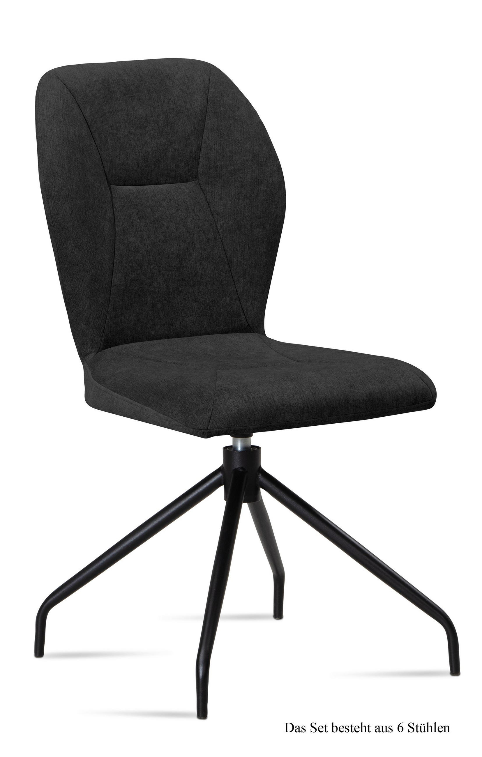 ESSZIMMERSTUHL drehbar (6er-Set) Dorene 51x92x60 Schwarz/Anthrazit - Anthrazit/Schwarz, Kunststoff (60/92/51cm) - 58aufmkessel