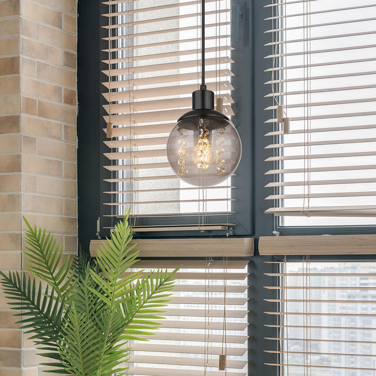 HÄNGELEUCHTE Richard Glas Schwarz 2er Set - Schwarz, Glas (15/15/150cm) - Globo Lighting