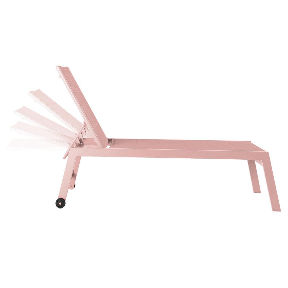 SONNENLIEGE 2-tlg., Puderrosa - Pink, Metall (169/103/65cm) - Oviala