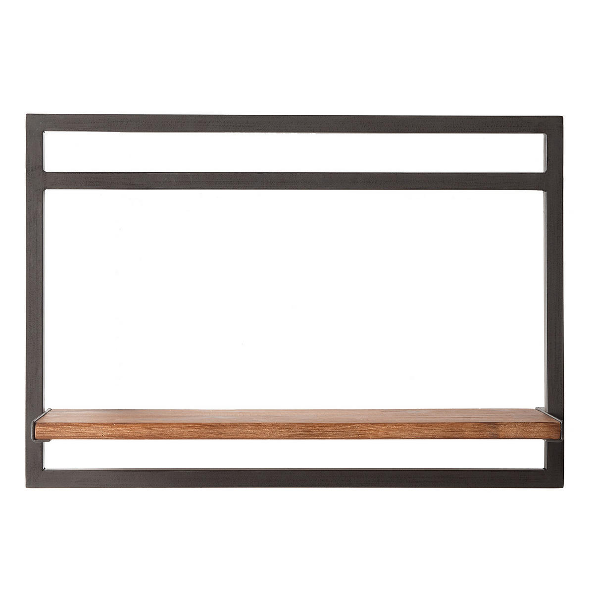 WANDREGAL - Akazie massiv / Metall - Akaziefarben, Holz (58/40/19cm) - home24